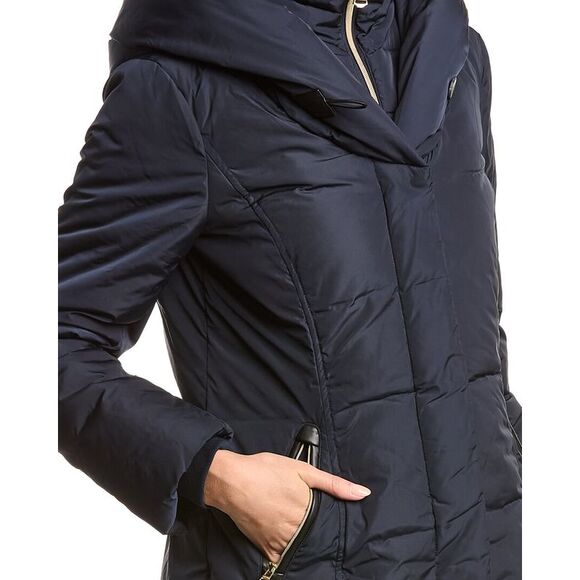 Cole Haan Womens Signature Taffeta Down Coat, Blue - Picture 4 of 5